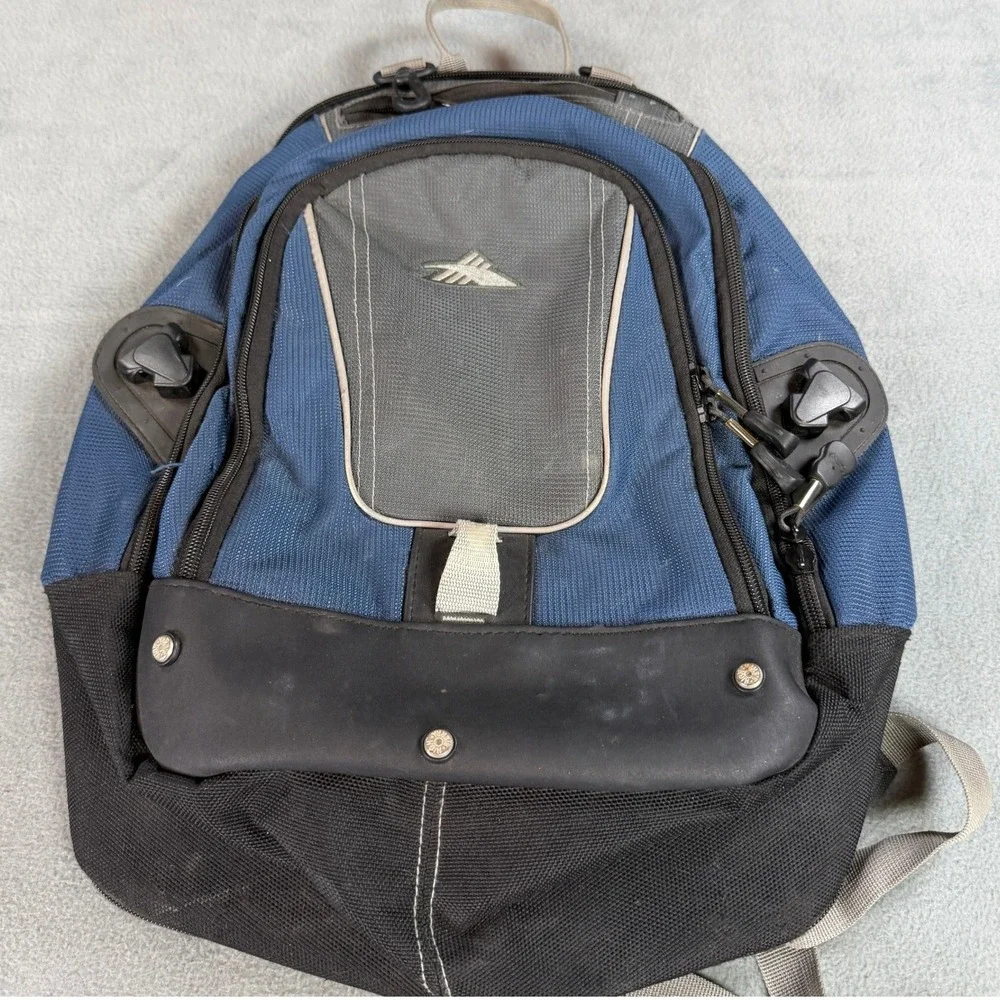 High Sierra Backpack‎ Blue Black Multi Compartment School Hiking Daypack Bag